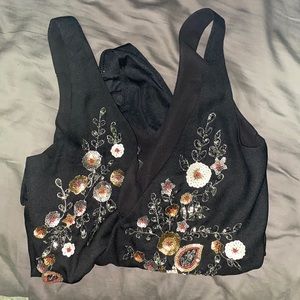 EVERNEW Sequin Floral Embroidered Bodysuit